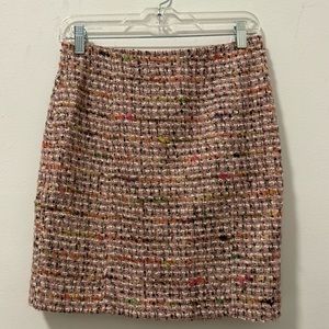 Ann Taylor Light Pink Multi Color Tweed Skirt
